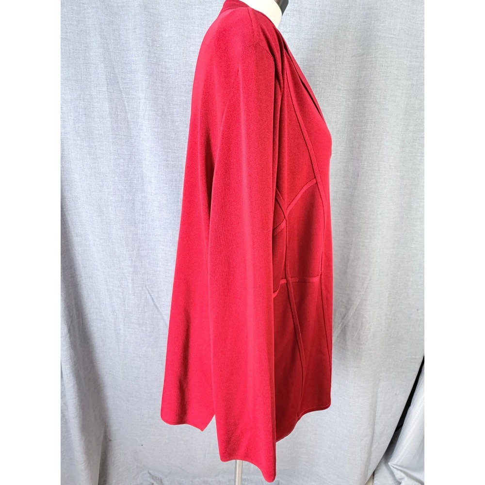 Vintage Misook Red Knit Cardigan Jacket Longline Gold‎ Buttons 3X - Picture 6 of 12